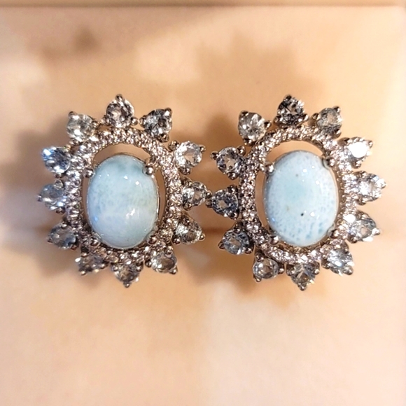 New Larimar & Blue Topaz Earrings